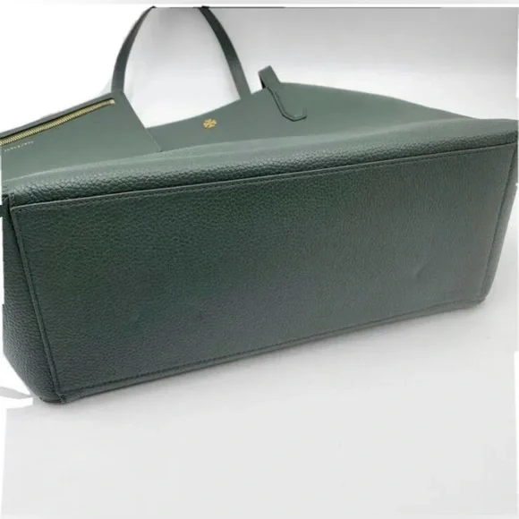 NWT TORY BURCH BLAKE TOTE IN JITNEY GREEN LEATHER SHOULDER BAG POUCH - Picture 6 of 9